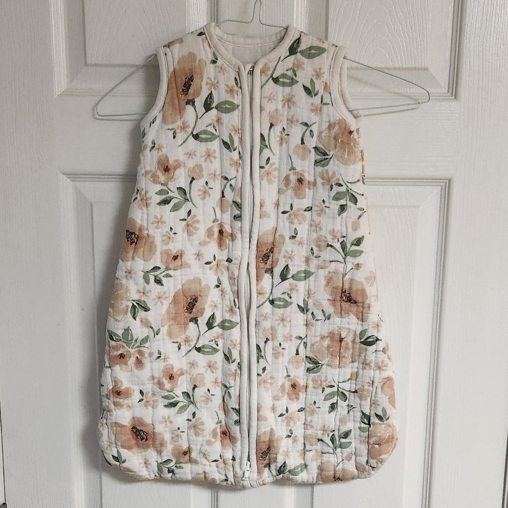 Pottery Barn Kids Floral Zip-Up Dress - Cream and Green